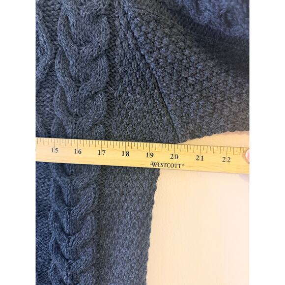 Aran Crafts Womens 100% Wool Irish Cable Knit Fisherman Grey Long Cardigan Small - Picture 5 of 6